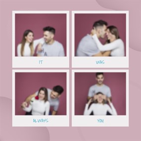 情侣四连拍照片框架模板